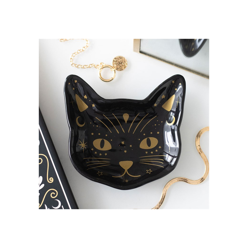 Magick Black Cat Face Trinket Dish